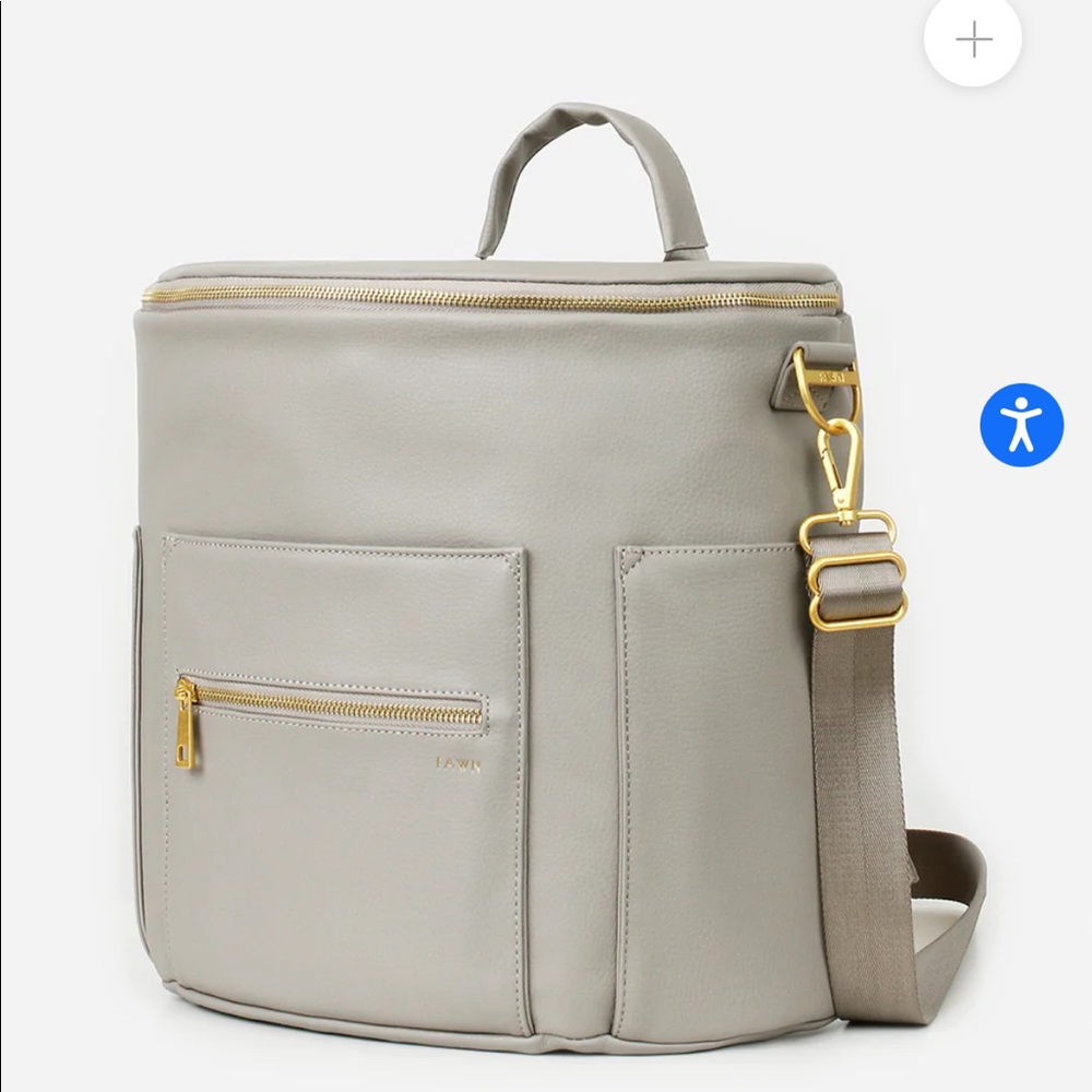 Fawn designs gray diaper bag leather